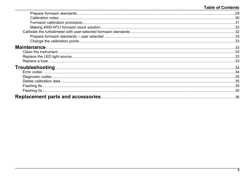Maintenance, Troubleshooting, Replacement parts and accessories | Hach-Lange 2100 N IS Laboratory Turbidimeter User Manual User Manual | Page 5 / 42