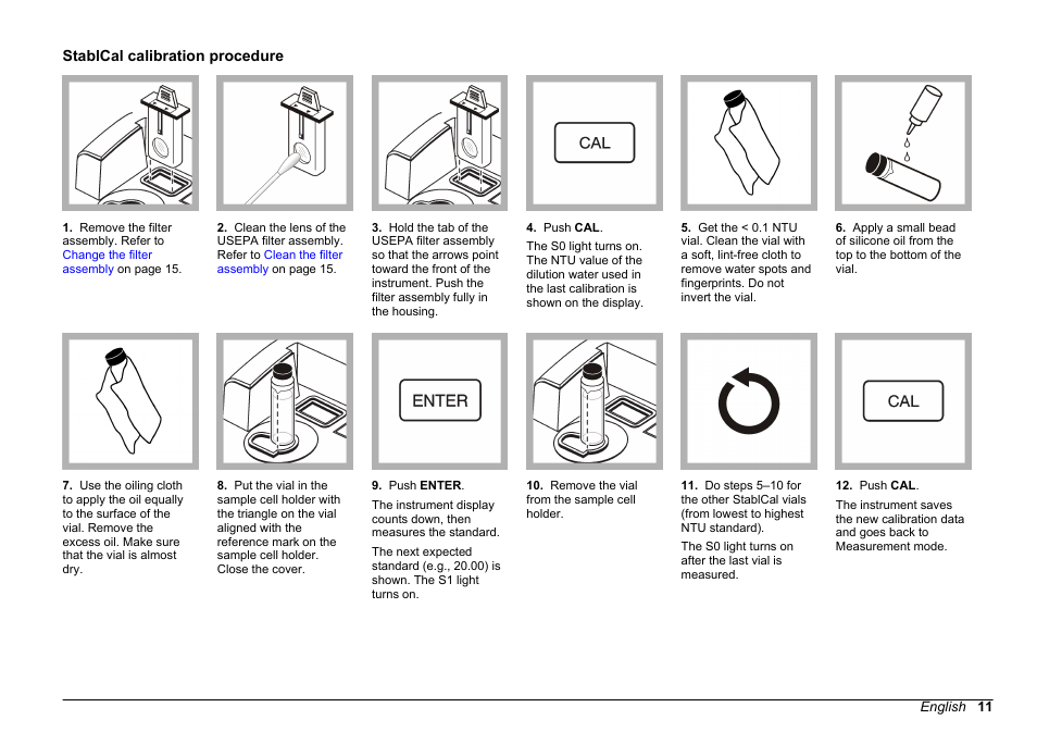 Stablcal calibration procedure | Hach-Lange 2100 N Laboratory Turbidimeter Basic User Manual User Manual | Page 11 / 78