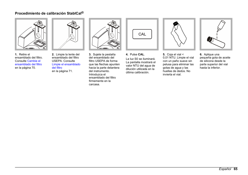 Procedimiento de calibración stablcal | Hach-Lange 2100 N Laboratory Turbidimeter Basic User Manual User Manual | Page 65 / 78