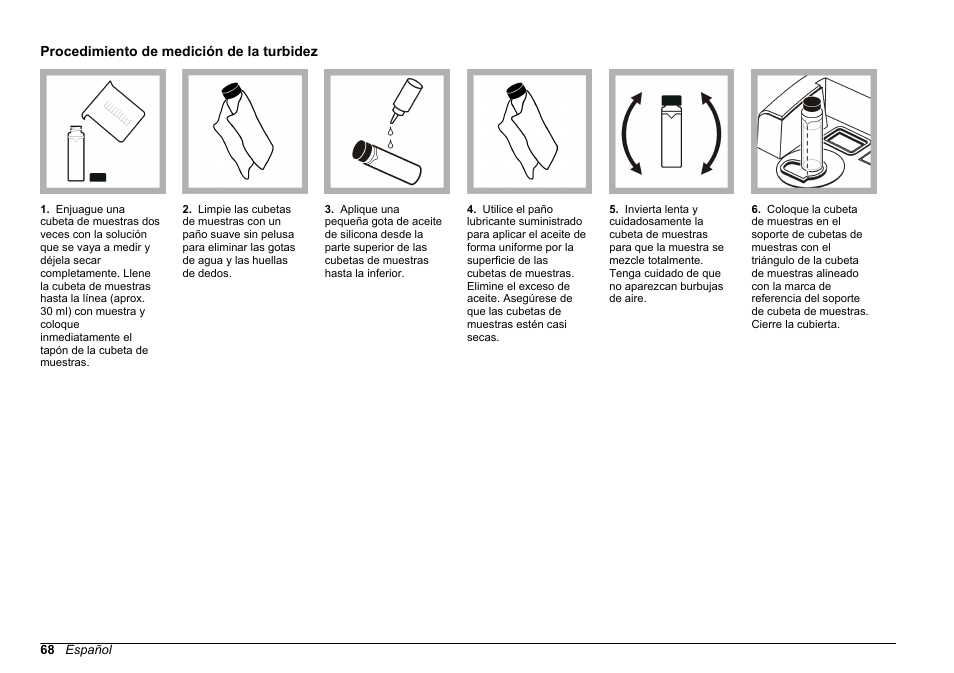 Procedimiento de medición de la turbidez | Hach-Lange 2100 N Laboratory Turbidimeter Basic User Manual User Manual | Page 68 / 78