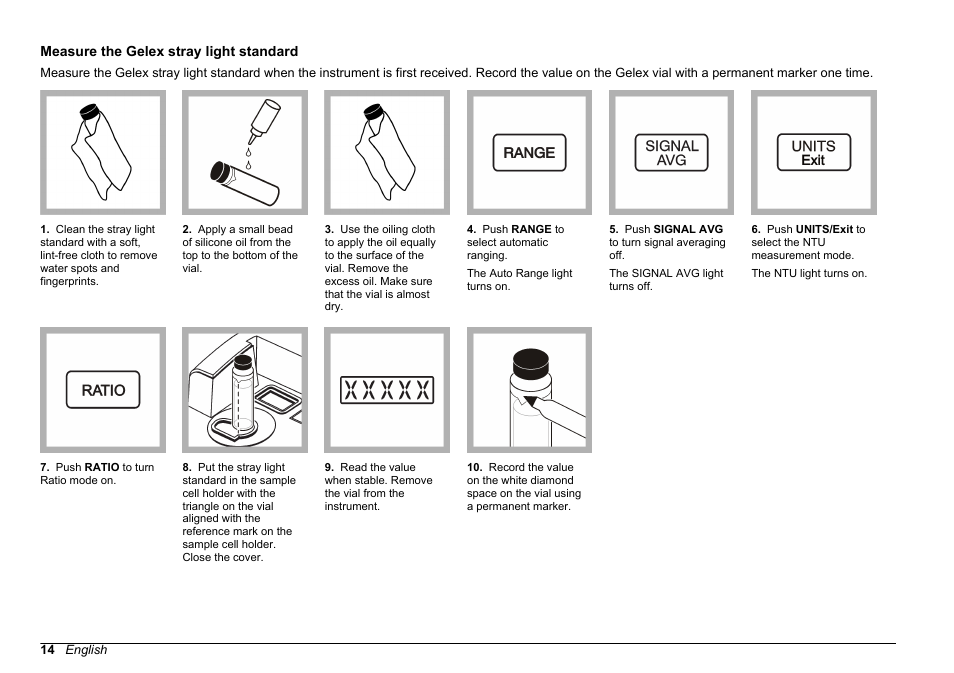 Measure the gelex stray light standard | Hach-Lange 2100 N Laboratory Turbidimeter User Manual User Manual | Page 16 / 46