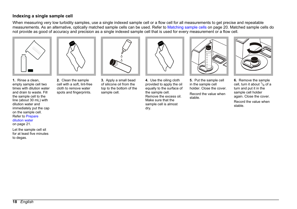 Indexing a single sample cell | Hach-Lange 2100 N Laboratory Turbidimeter User Manual User Manual | Page 20 / 46