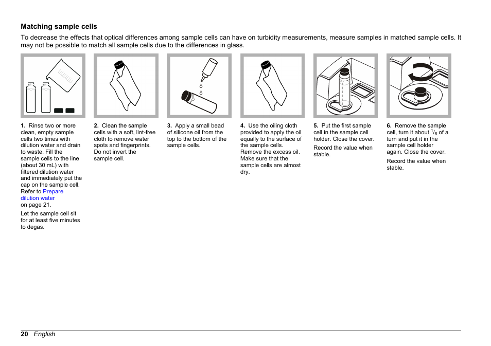 Matching sample cells | Hach-Lange 2100 N Laboratory Turbidimeter User Manual User Manual | Page 22 / 46