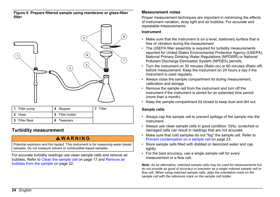 Turbidity measurement, Measurement notes, Figure 6 | With a membrane | Hach-Lange 2100 N Laboratory Turbidimeter User Manual User Manual | Page 26 / 46