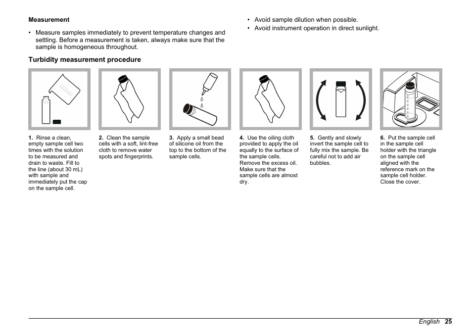 Turbidity measurement procedure | Hach-Lange 2100 N Laboratory Turbidimeter User Manual User Manual | Page 27 / 46