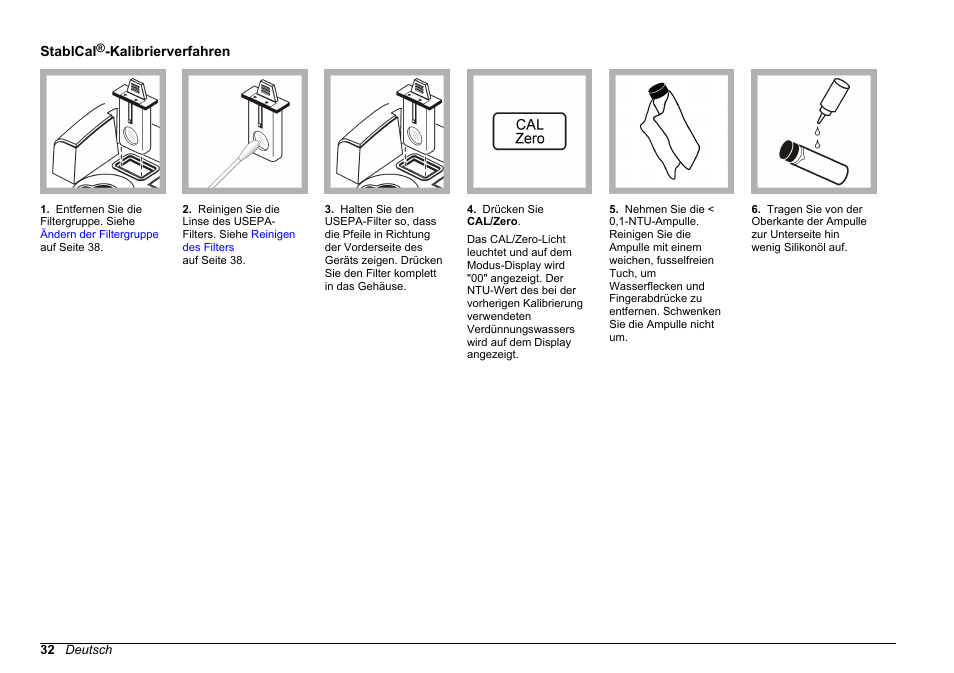 Stablcal®-kalibrierverfahren | Hach-Lange 2100 AN Laboratory Turbidimeter Basic User Manual User Manual | Page 32 / 86