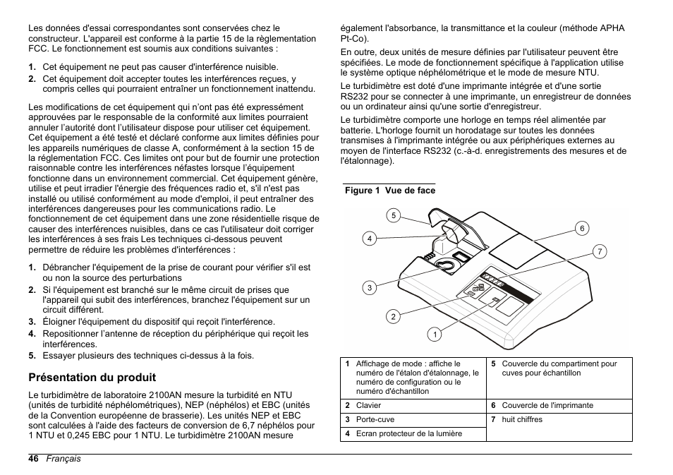 Présentation du produit | Hach-Lange 2100 AN Laboratory Turbidimeter Basic User Manual User Manual | Page 46 / 86