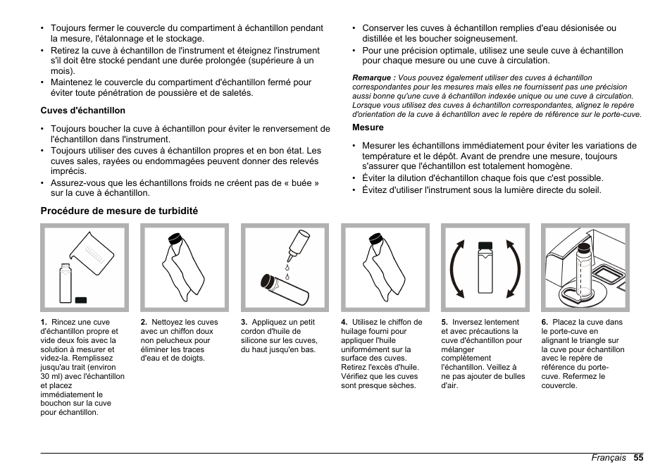 Procédure de mesure de turbidité | Hach-Lange 2100 AN Laboratory Turbidimeter Basic User Manual User Manual | Page 55 / 86