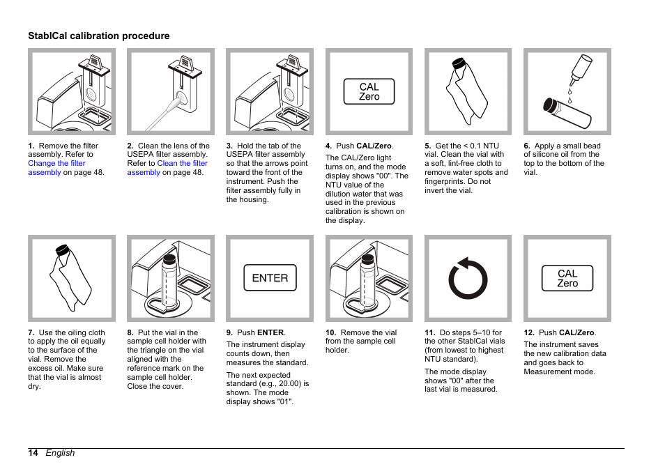 Stablcal calibration procedure | Hach-Lange 2100 AN Laboratory Turbidimeter User Manual User Manual | Page 16 / 60