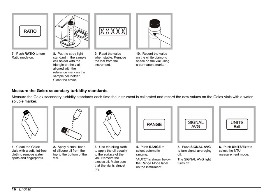 Measure the gelex secondary turbidity standards | Hach-Lange 2100 AN Laboratory Turbidimeter User Manual User Manual | Page 18 / 60