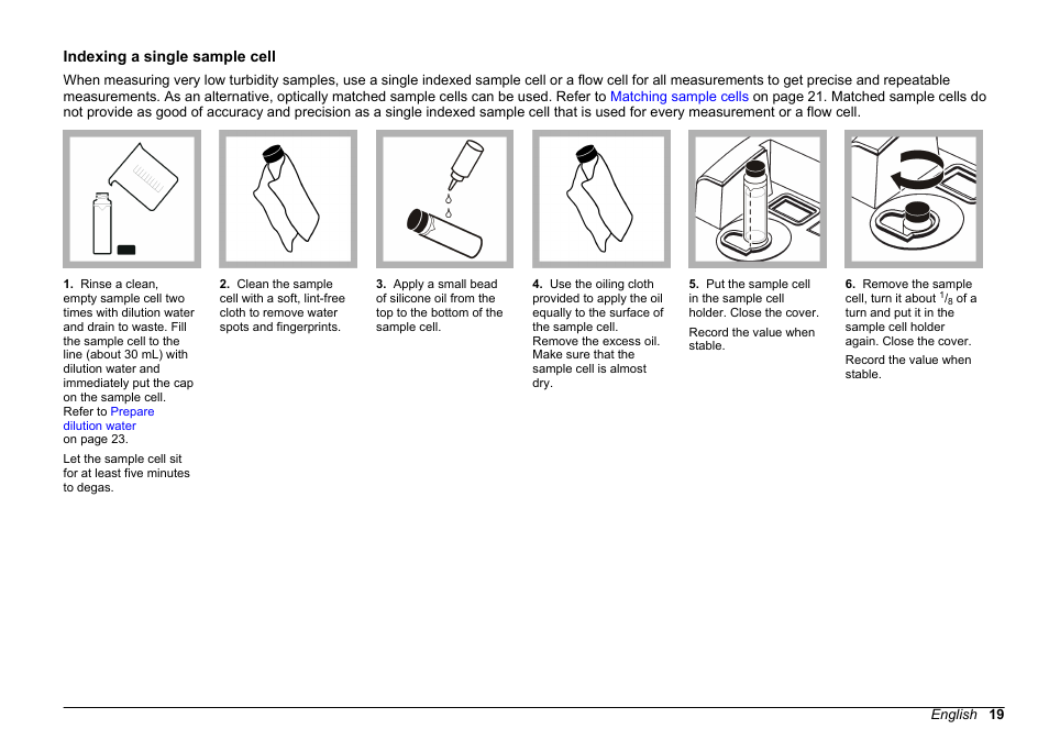 Indexing a single sample cell | Hach-Lange 2100 AN Laboratory Turbidimeter User Manual User Manual | Page 21 / 60