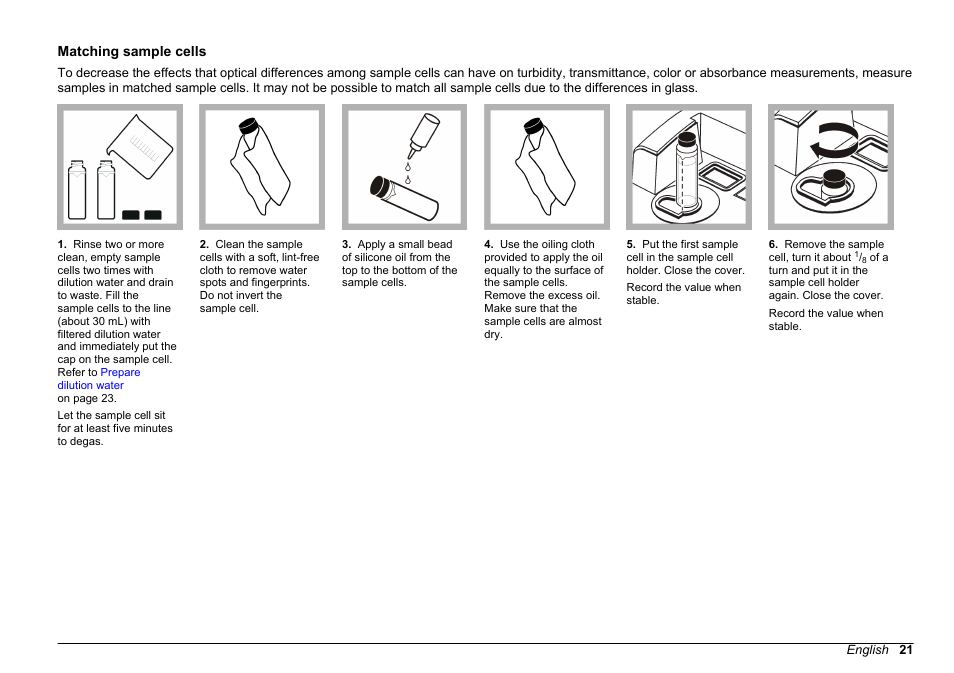 Matching sample cells | Hach-Lange 2100 AN Laboratory Turbidimeter User Manual User Manual | Page 23 / 60