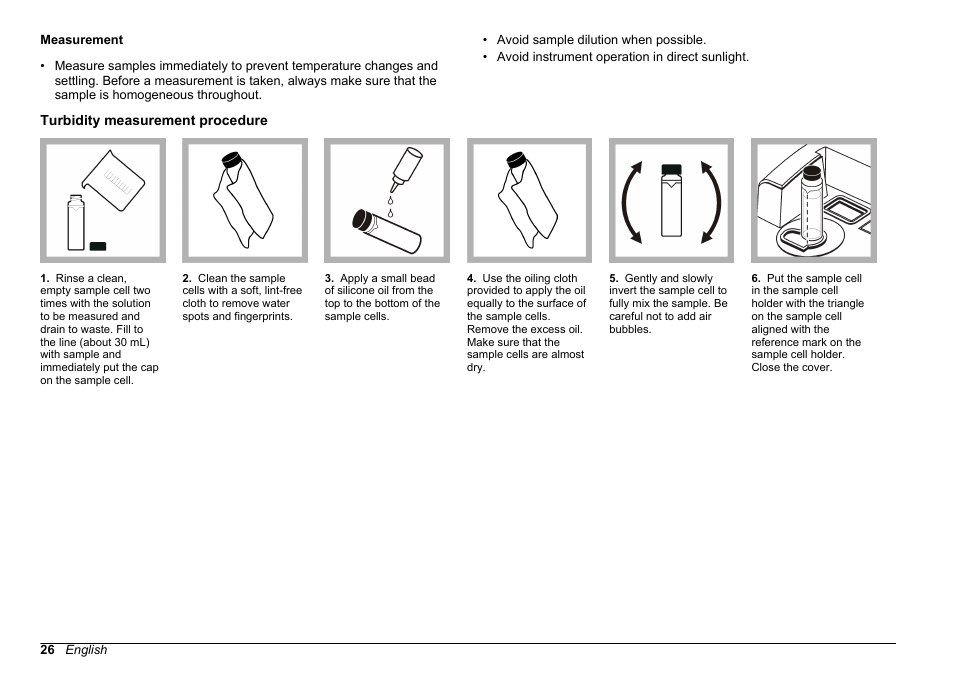 Turbidity measurement procedure | Hach-Lange 2100 AN Laboratory Turbidimeter User Manual User Manual | Page 28 / 60