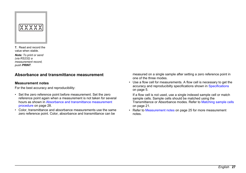 Absorbance and transmittance measurement, Measurement notes | Hach-Lange 2100 AN Laboratory Turbidimeter User Manual User Manual | Page 29 / 60