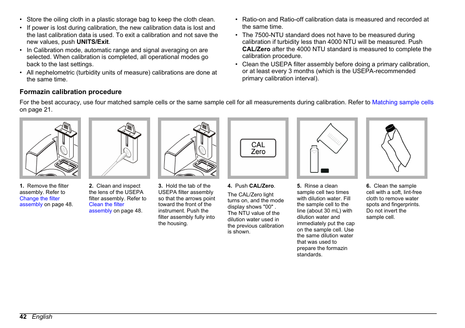 Formazin calibration procedure | Hach-Lange 2100 AN Laboratory Turbidimeter User Manual User Manual | Page 44 / 60