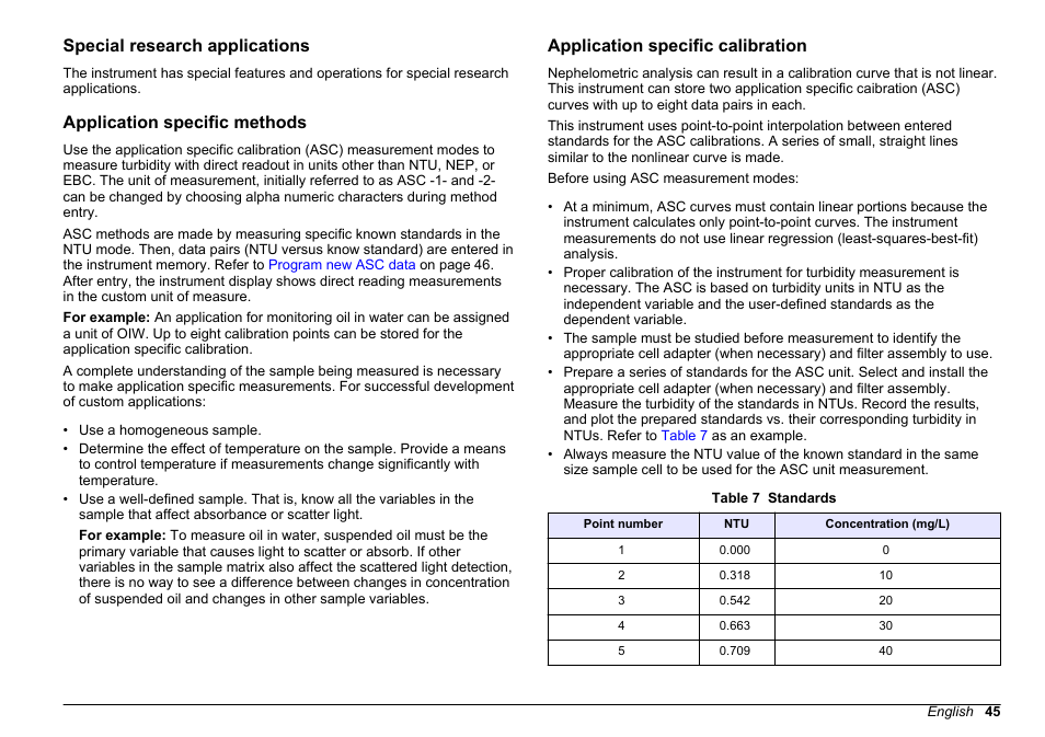 Special research applications, Application specific methods, Application specific calibration | Hach-Lange 2100 AN Laboratory Turbidimeter User Manual User Manual | Page 47 / 60