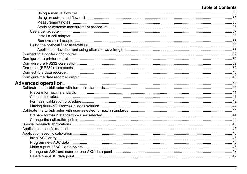 Advanced operation | Hach-Lange 2100 AN Laboratory Turbidimeter User Manual User Manual | Page 5 / 60