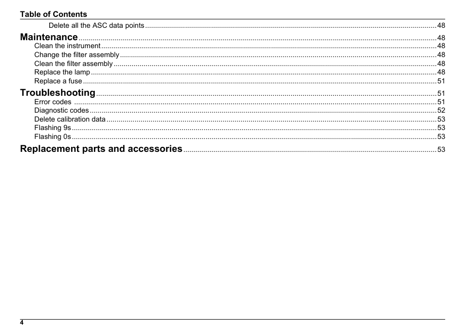 Maintenance, Troubleshooting, Replacement parts and accessories | Hach-Lange 2100 AN Laboratory Turbidimeter User Manual User Manual | Page 6 / 60