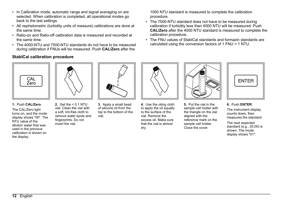 Stablcal calibration procedure | Hach-Lange 2100 AN IS Laboratory Turbidimeter Basic User Manual User Manual | Page 12 / 76