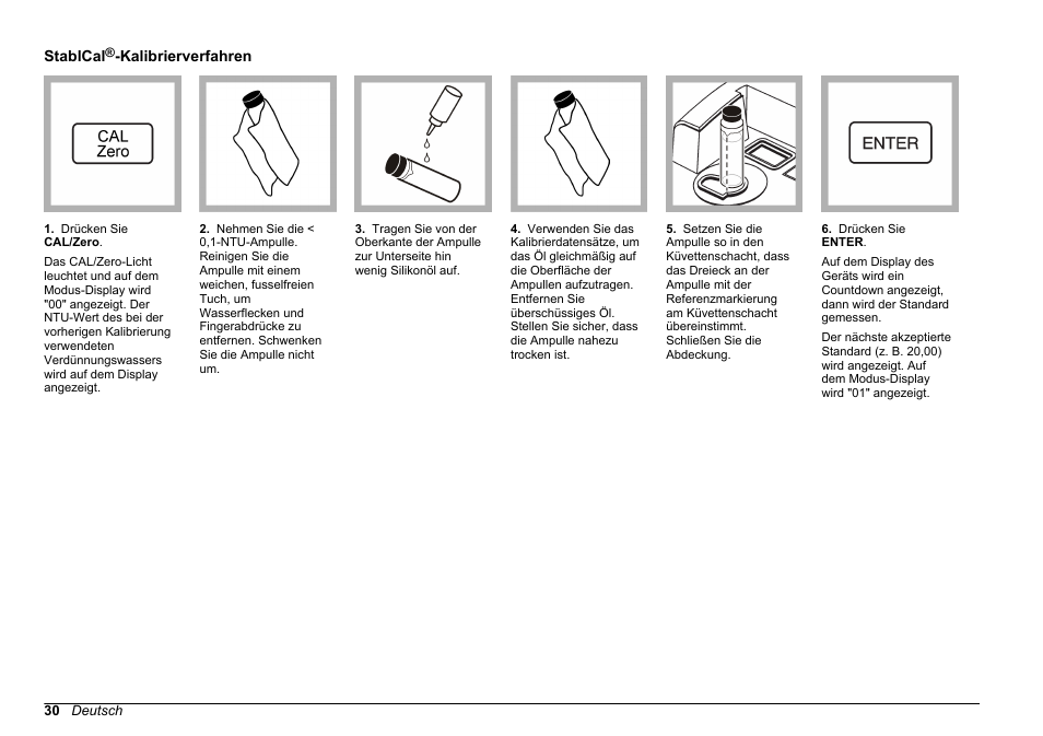 Stablcal®-kalibrierverfahren | Hach-Lange 2100 AN IS Laboratory Turbidimeter Basic User Manual User Manual | Page 30 / 76