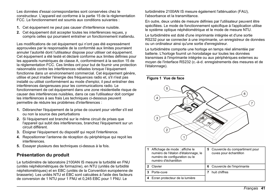 Présentation du produit | Hach-Lange 2100 AN IS Laboratory Turbidimeter Basic User Manual User Manual | Page 41 / 76