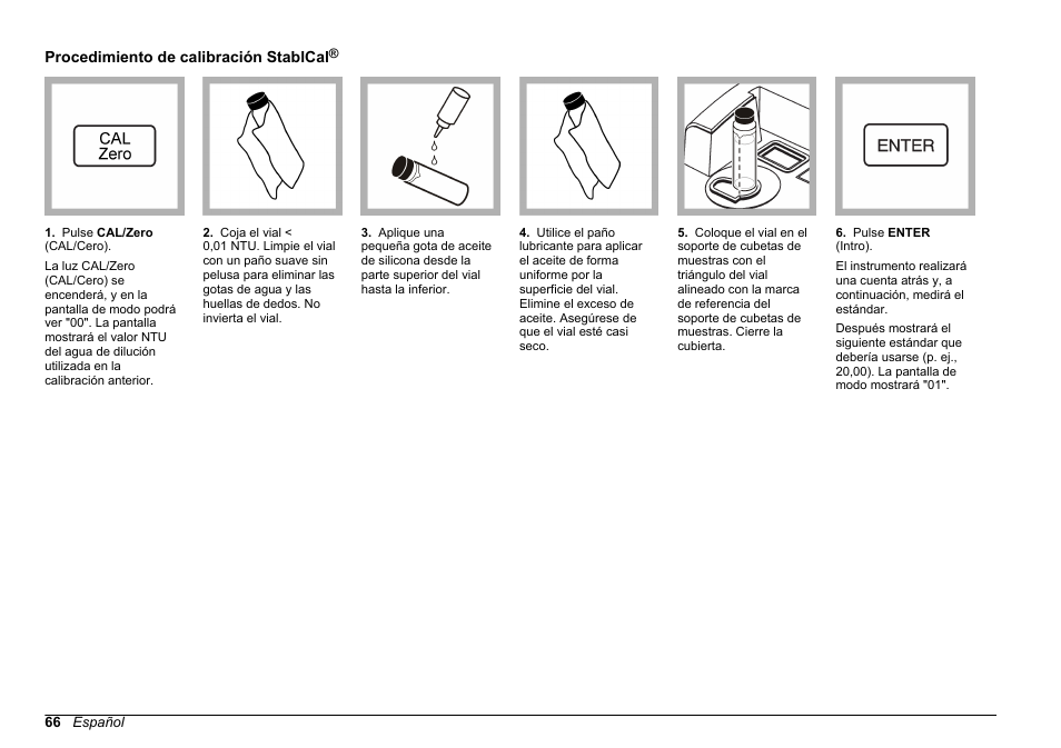 Procedimiento de calibración stablcal | Hach-Lange 2100 AN IS Laboratory Turbidimeter Basic User Manual User Manual | Page 66 / 76