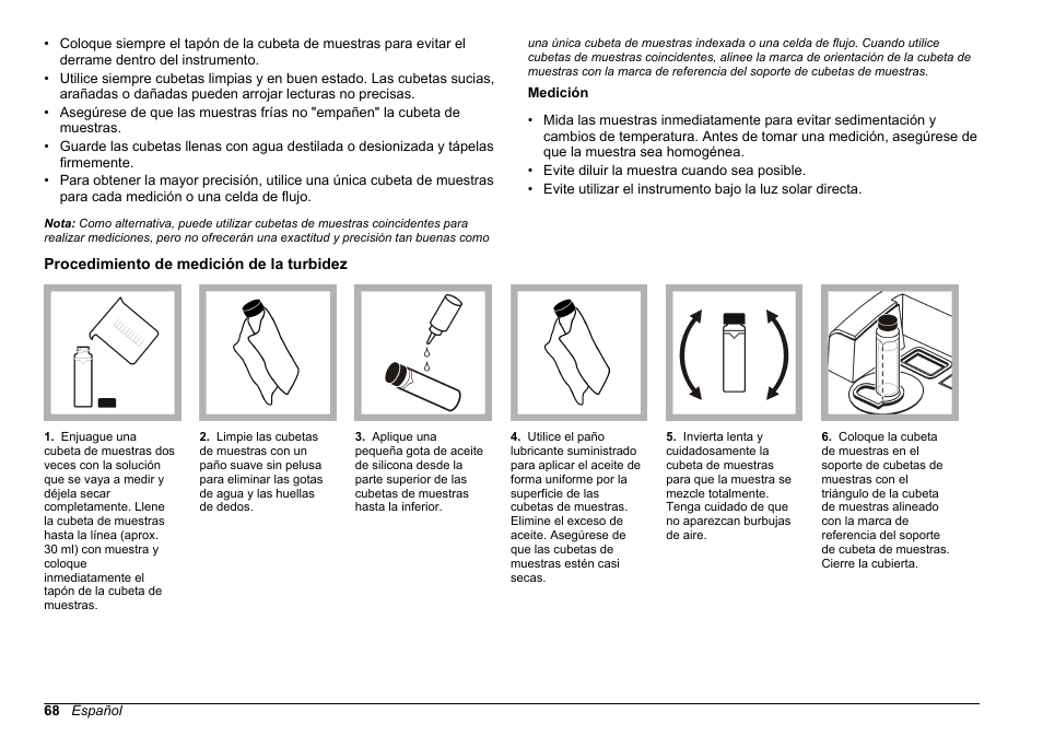 Procedimiento de medición de la turbidez | Hach-Lange 2100 AN IS Laboratory Turbidimeter Basic User Manual User Manual | Page 68 / 76