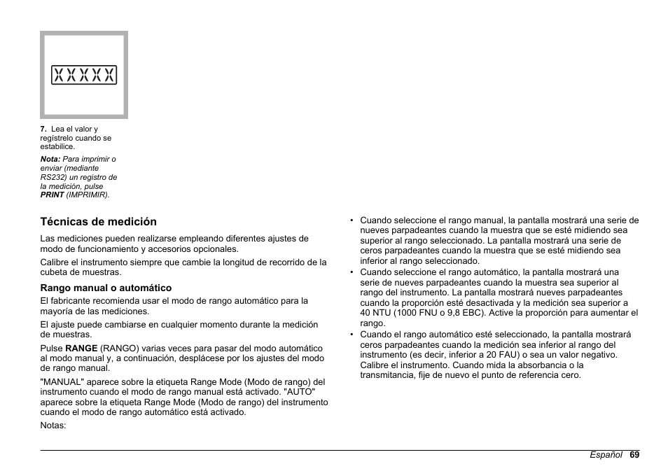 Técnicas de medición, Rango manual o automático | Hach-Lange 2100 AN IS Laboratory Turbidimeter Basic User Manual User Manual | Page 69 / 76