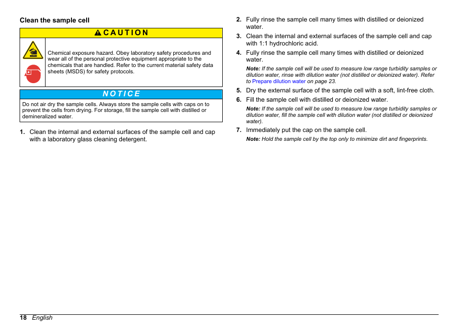Clean the sample cell | Hach-Lange 2100 AN IS Laboratory Turbidimeter User Manual User Manual | Page 20 / 52