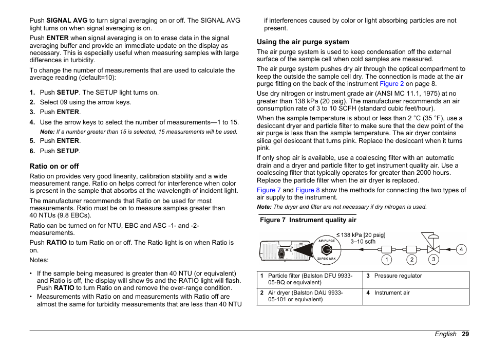 Ratio on or off, Using the air purge system, Ratio on or off using the air purge system | Using the air purge, System | Hach-Lange 2100 AN IS Laboratory Turbidimeter User Manual User Manual | Page 31 / 52