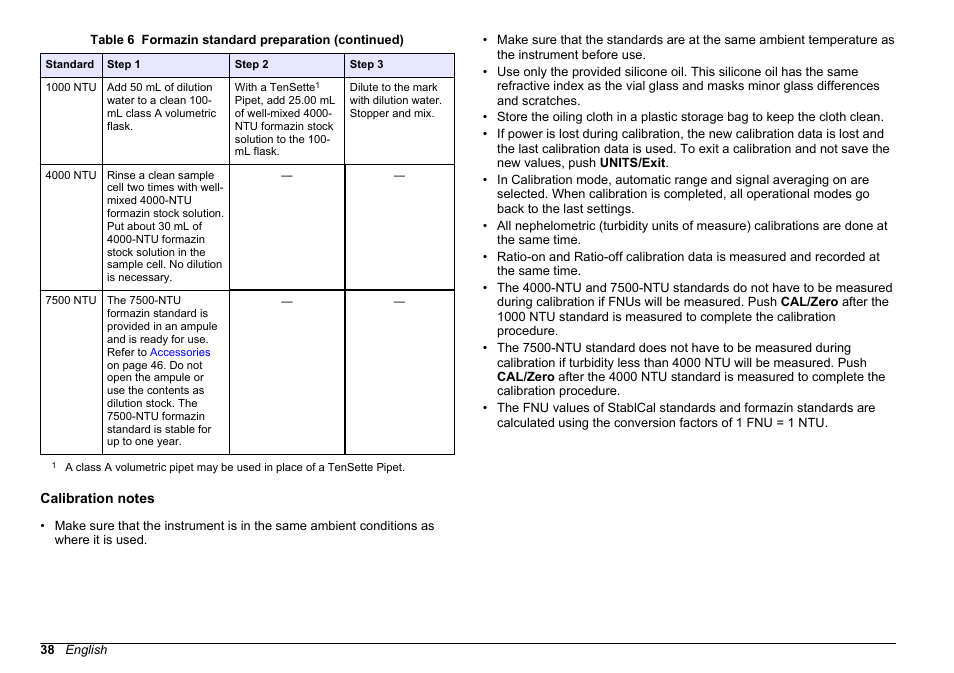 Calibration notes | Hach-Lange 2100 AN IS Laboratory Turbidimeter User Manual User Manual | Page 40 / 52