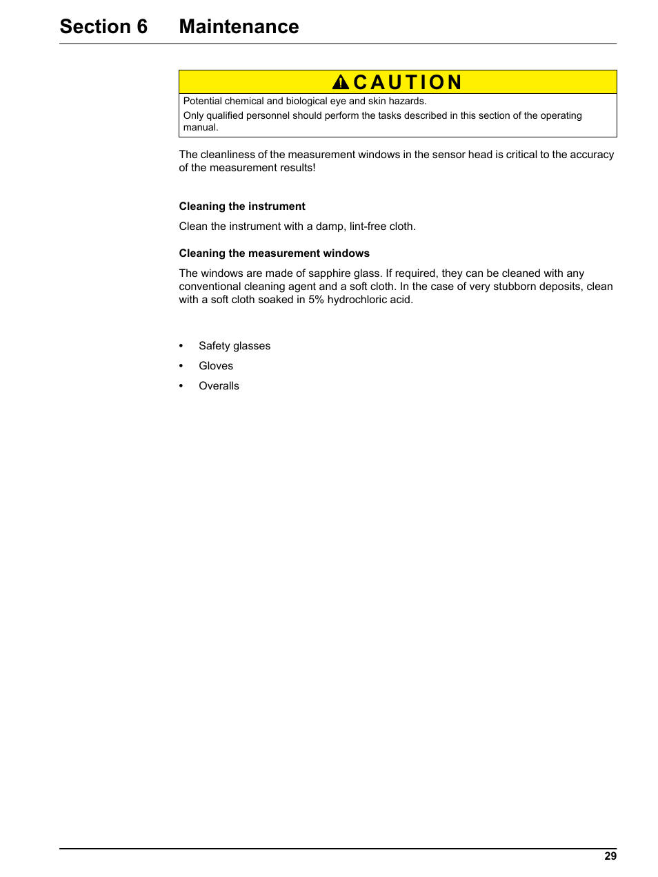 Section 6 maintenance | Hach-Lange TSS PORTABLE Handheld Instrument for Turbidity_Suspended Solids Manual User Manual | Page 29 / 38