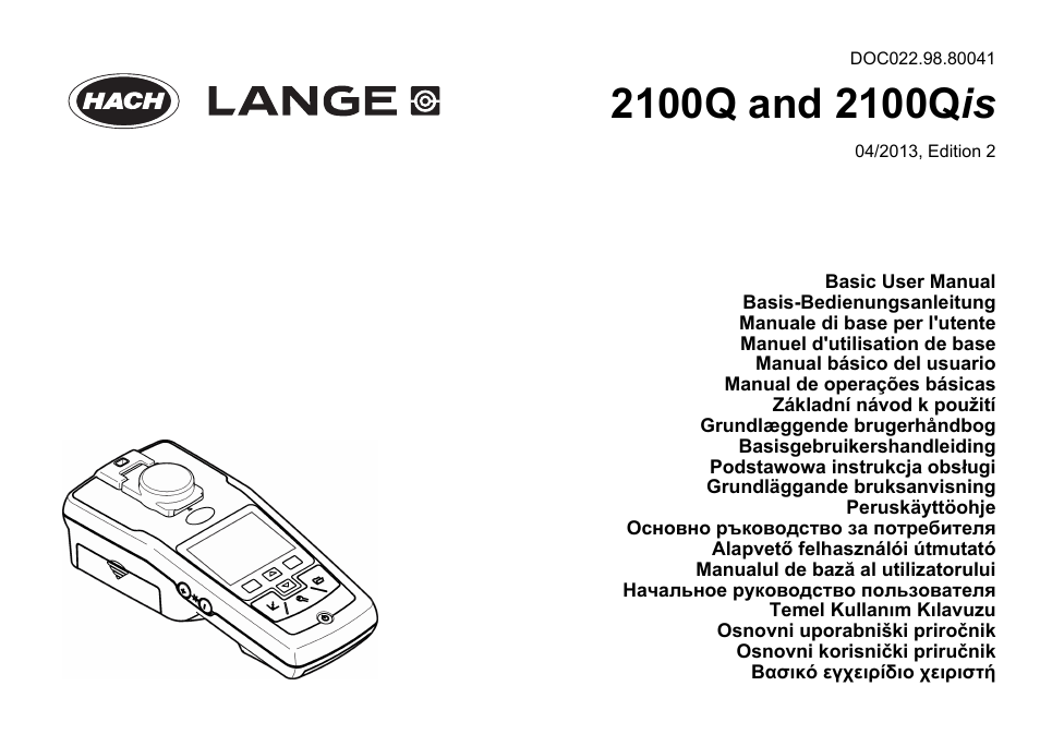 Hach-Lange 2100Q and 2100Qis Basic User Manual User Manual | 294 pages