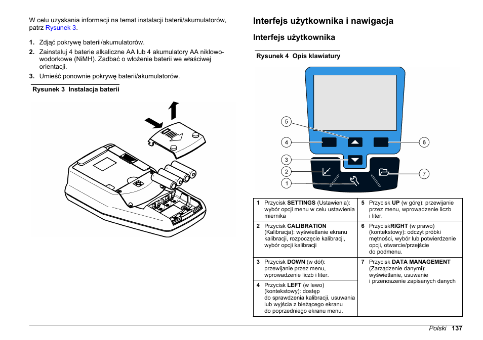 Interfejs użytkownika i nawigacja, Interfejs użytkownika | Hach-Lange 2100Q and 2100Qis Basic User Manual User Manual | Page 137 / 294
