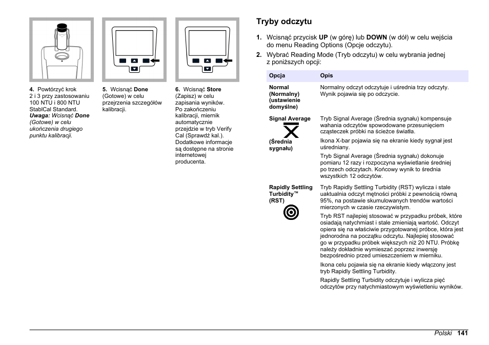 Tryby odczytu | Hach-Lange 2100Q and 2100Qis Basic User Manual User Manual | Page 141 / 294