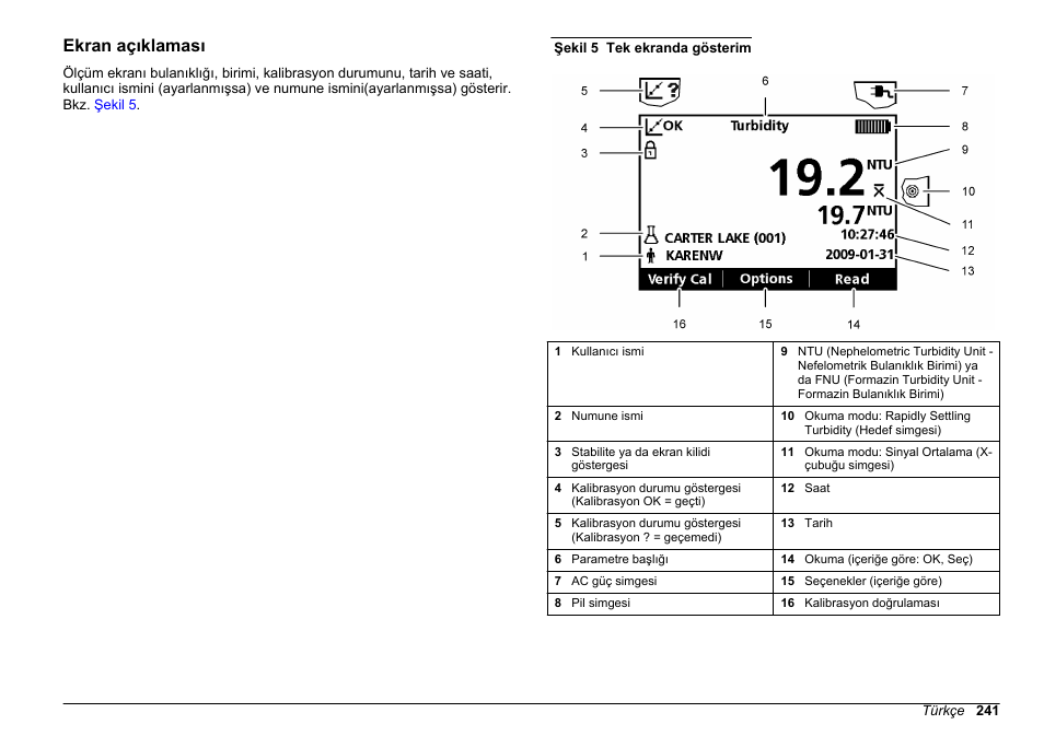 Ekran açıklaması | Hach-Lange 2100Q and 2100Qis Basic User Manual User Manual | Page 241 / 294
