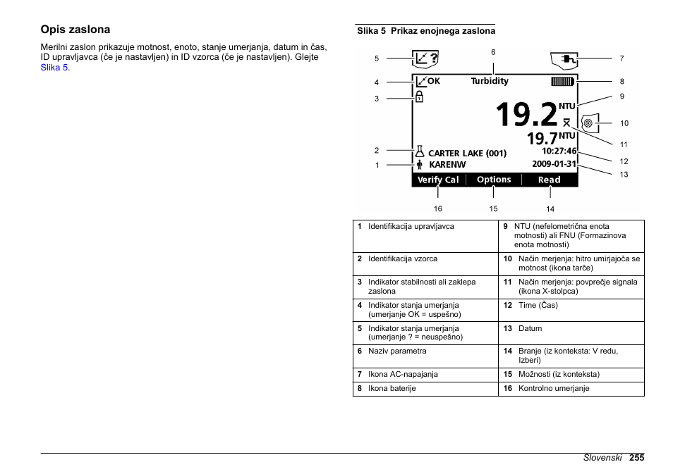 Opis zaslona | Hach-Lange 2100Q and 2100Qis Basic User Manual User Manual | Page 255 / 294