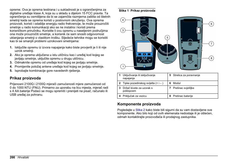 Prikaz proizvoda, Komponente proizvoda | Hach-Lange 2100Q and 2100Qis Basic User Manual User Manual | Page 266 / 294