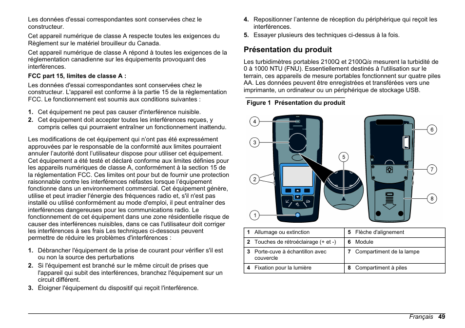 Présentation du produit | Hach-Lange 2100Q and 2100Qis Basic User Manual User Manual | Page 49 / 294