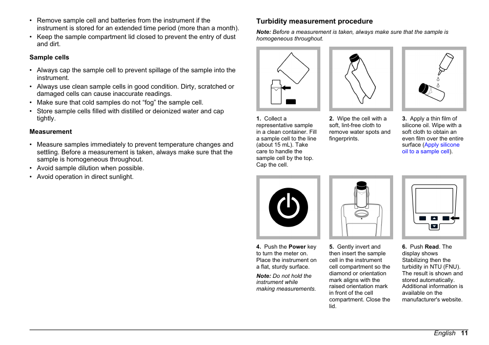 Turbidity measurement procedure | Hach-Lange 2100Q and 2100Qis User Manual User Manual | Page 13 / 30