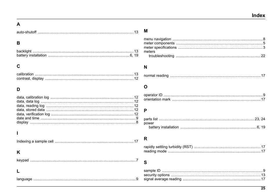 Index | Hach-Lange 2100Q and 2100Qis User Manual User Manual | Page 27 / 30