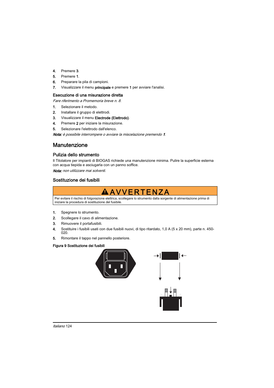 Manutenzione | Hach-Lange BIOGAS Basic User Manual User Manual | Page 124 / 217