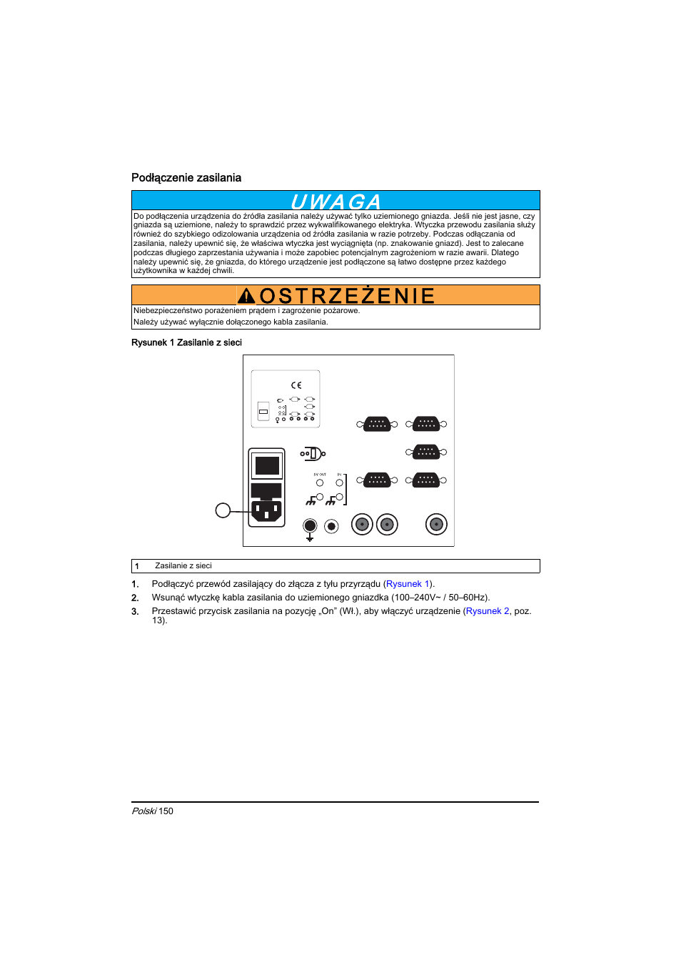 Podłączenie zasilania, Polski | Hach-Lange BIOGAS Basic User Manual User Manual | Page 150 / 217