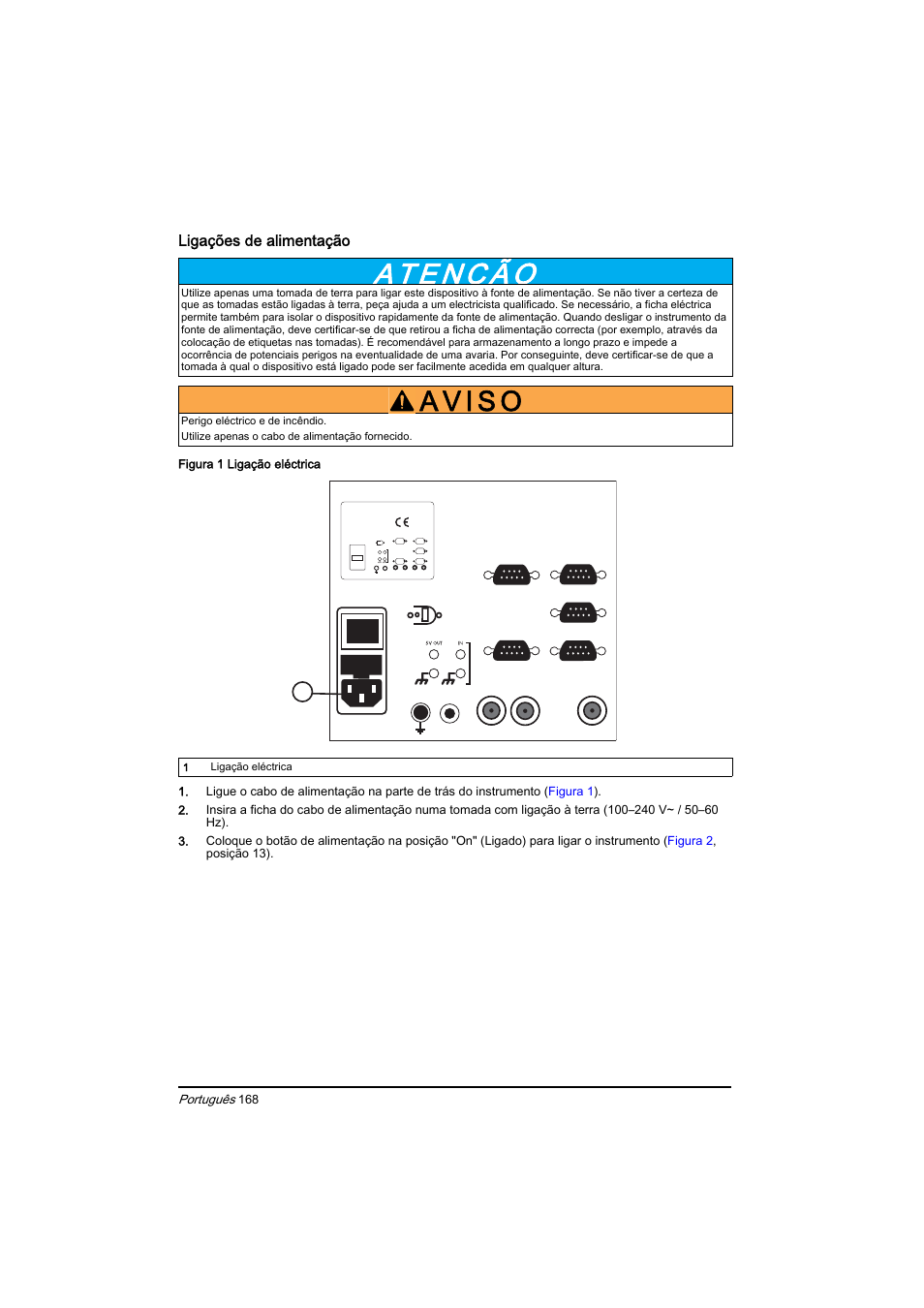 Ligações de alimentação, Português | Hach-Lange BIOGAS Basic User Manual User Manual | Page 168 / 217