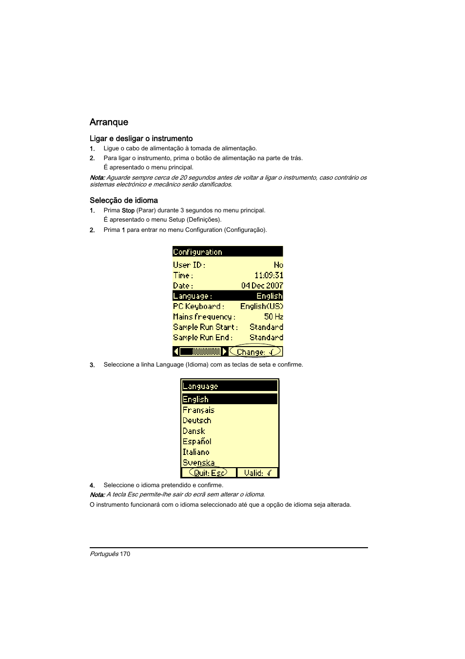 Arranque | Hach-Lange BIOGAS Basic User Manual User Manual | Page 170 / 217