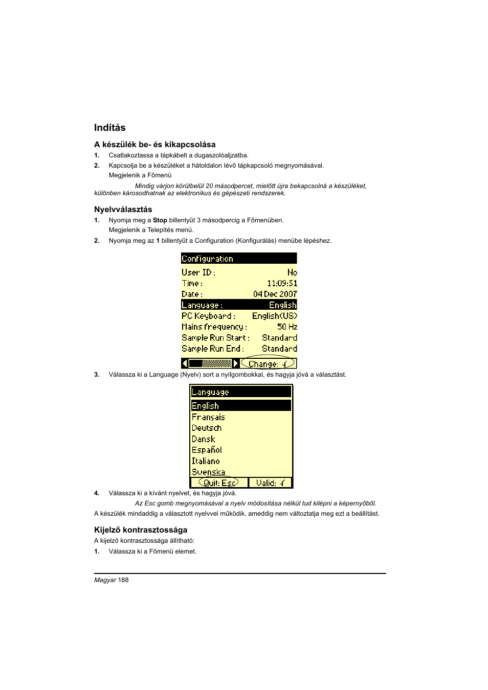 Indítás | Hach-Lange BIOGAS Basic User Manual User Manual | Page 188 / 217