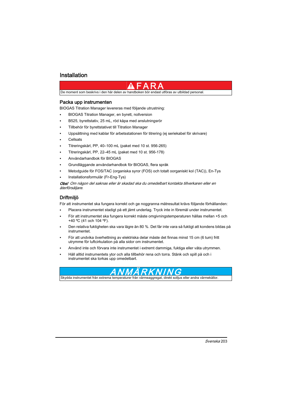 Installation, F a r a | Hach-Lange BIOGAS Basic User Manual User Manual | Page 203 / 217