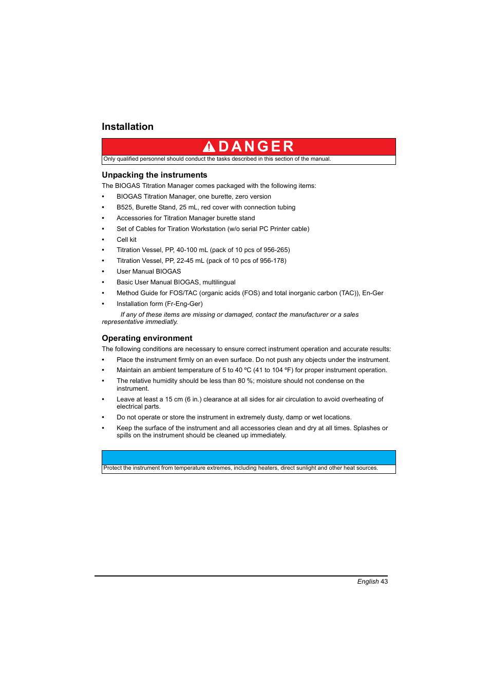 Installation | Hach-Lange BIOGAS Basic User Manual User Manual | Page 43 / 217