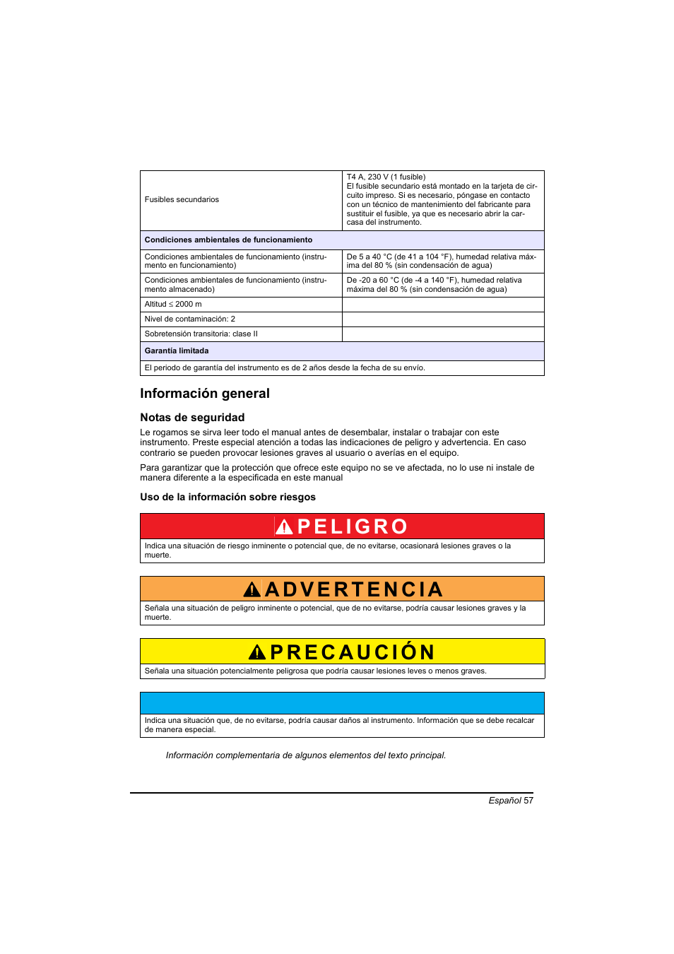 Información general, Av i s o | Hach-Lange BIOGAS Basic User Manual User Manual | Page 57 / 217