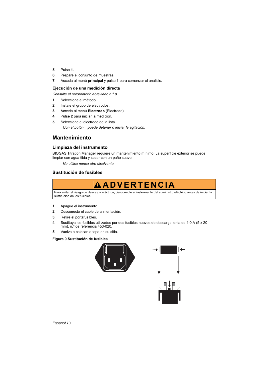 Mantenimiento | Hach-Lange BIOGAS Basic User Manual User Manual | Page 70 / 217